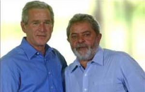 Pte. George Bush and Lula da Silva will meet today at Sao Pablo