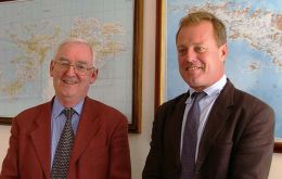 Former British Gov. Frank Savage, (FCO/OTD) and his colleague, Roger Bellers (DFID) Photo PN