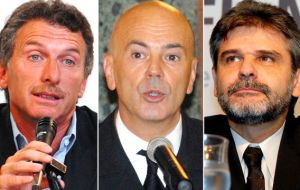 Candidates Mauricio Macri, Jorge Telerman and Daniel Filmus