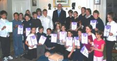 Year 6 pupils at Government House with His Excellency the Governor Alan Huckle and teacher Jackie Adams