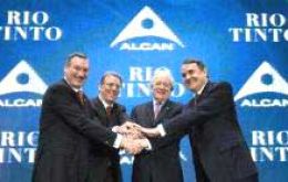 Alcan and Rio Tinto's directors celebrate the agreement