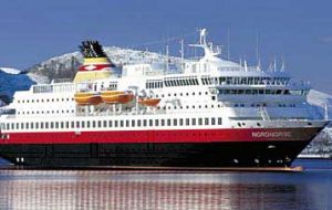 “Nordenorge” will be the first  of sixty cruise  calls in South Georgia