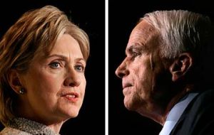 Candidates Democratic Sen. Clinton and Republican Sen. McCain Clinton