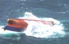 The Falklands flag Ferramales capsizes before going down<br> Photo: FIG Fisheries Dpt.