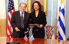 Foreign Minister of Uruguay G. Fernandez and Secretary of State C. Rice<br>Photo: USA Embassy