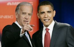 Senator Joseph Biden and US presidential hopeful Obama