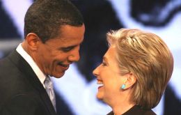 Obama and Hillary at the Democratic convention in Denver