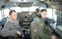 Nigel Evans MP on board the VC10.