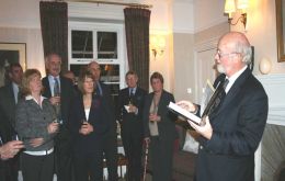 HE Governor of the Falkland Islands Mr Alan Huckle during the launching of Tatham's book