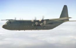 Hercules 'Fat Albert' C 130 flying to South Georgia