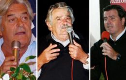 Lacalle, Mujica and Bordaberry presidential hopefuls of the three main parties.