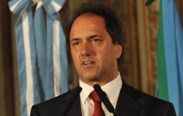 Governor Scioli takes over as caretaker president of the hegemonic party.