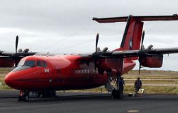 This coming summer 11 Dash-7 flights are scheduled to travel from the Falklands