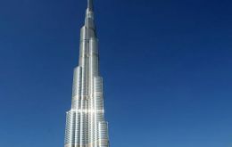 The symbol of Dubai’s property development: Burj Khalifa, Khalifa Tower, the tallest man made structure with 828 meters, officially opened last January
