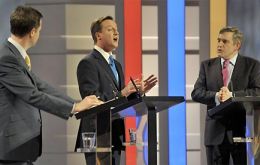 Nick Clegg, a rank outsider to become Britain's next prime minister, upstaged the two main candidates in an unprecedented televised debate, according to snap polls of viewers.