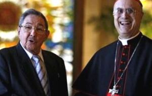 President Raul Castro and Cardinal Jaime Ortega Alamino