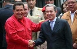 Uribe and Chavez in better times at a regional meeting 
