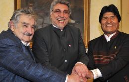 Ptes. Mujica, Lugo and Morales during the meeting