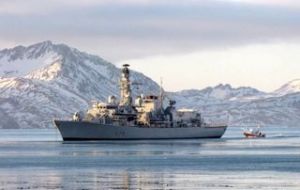 The Type 23 frigate sailing in South Georgia waters  (Photo MOD)