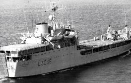Falklands’ hero: Sir Percivale was the first ship to sail into Stanley Harbour following the Argentinean surrender on June 14, 1982