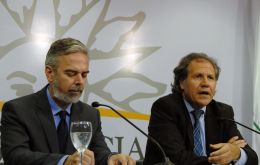 Brazilian  Foreign Minister Antonio Patriota and his counterpart Luis Almagro during a press conference