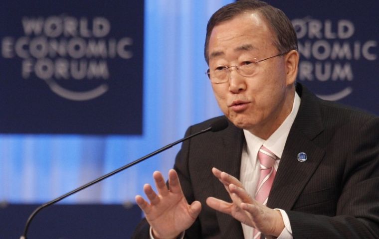 Secretary-General Ban Ki-moon speaking in Davos, Switzerland