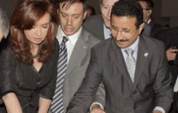 President Cristina Fernández de Kirchner and Sultan Ahmed bin Sulayem, Chairman, DP World during the inauguration