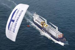 German owned MS Beluga SkySails can display huge paraglider of 600 sq. metres