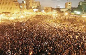 Thousands also marched on Cario’s Tahrir Square demanding an end to corruption  