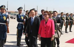 President Rousseff arrived Monday in Beijing for a week long state visit 