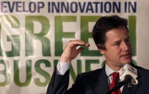 Clegg addresses a green energy forum in Sao Paulo 