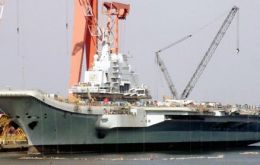 The carrier is being built on the hull of the former Russian Varyag 