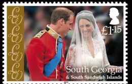 The £1.15 stamp is a portrait of Catherine Middleton as she joins Prince William for the wedding ceremony