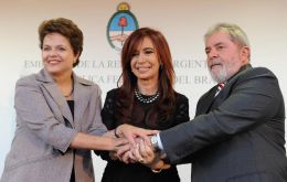 Lady Presidents and former leader Lula da Silva at the opening of the Argentine embassy in Brasilia