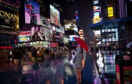 The looming threat of Hurricane Irene did not dissuade some tourists from visiting Manhattan's Times Square on Saturday (AP)