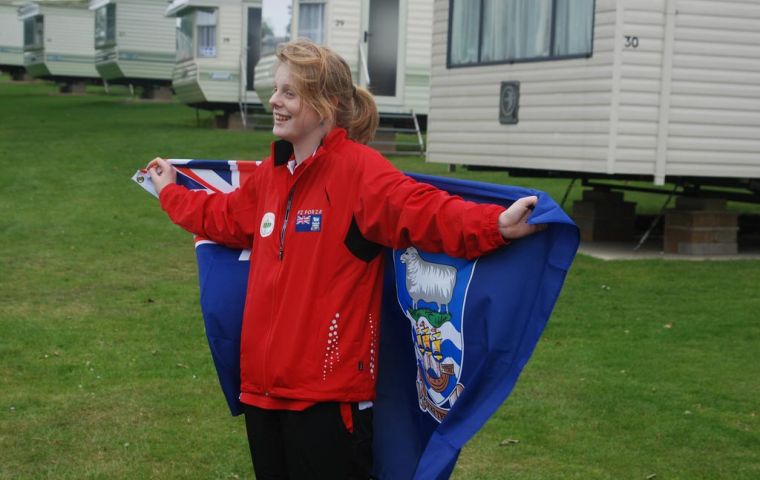 Swimmer Sorrel Pompert-Robertson, 14, last June competed at the Nat-West Island Games on the Isle of Wight (Photo FIOGA)