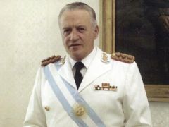 Galtieri receives the presidential sash from Admiral Anaya