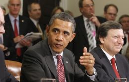 Van Rompuy, Obama and Barroso at the White House  (Photo AP)