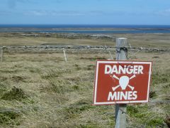 Sapper Hill behind minefield fences