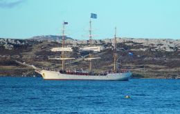 The tall-ship Europa in Stanley harbour 