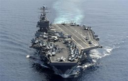 Carrier USS Abraham Lincoln and strike group entered the Gulf crossing Hormuz 