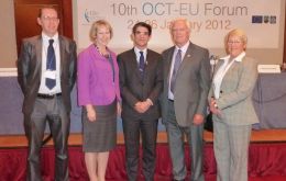 Left to right: Jamie Fotheringham, Sukey Cameron, Theo Saramandis (Director General of the OCT Task Force of the EU), MLA Edwards and MLA Halford