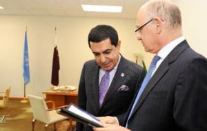 UN General Assembly president Al-Nasser with Minister Timerman    