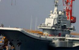 The Chinese navy first aircraft carrier is undergoing trials 