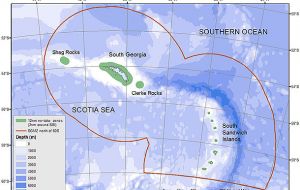 Maps showing the extent of the new MPA around South Georgia and the South Sandwich Islands