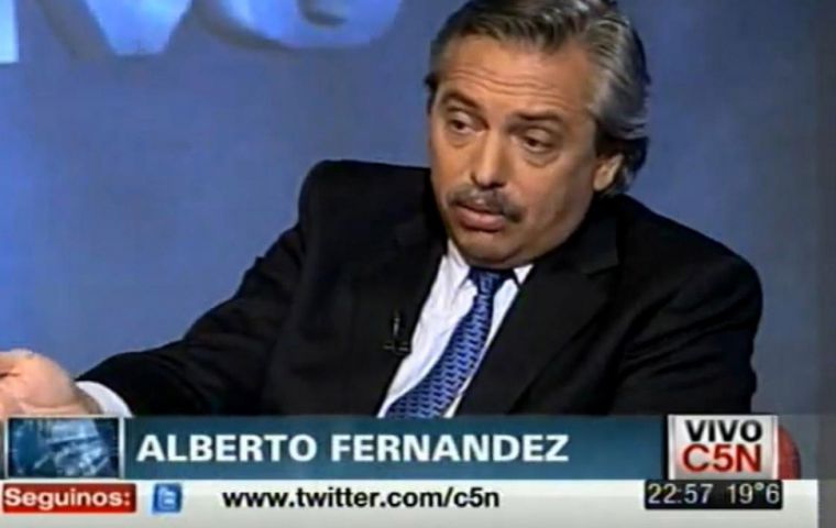 Former cabinet chief Alberto Fernandez cut off when criticizing his former boss, Cristina