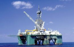 The Leiv Eiriksson rig drilling in Falklands waters 