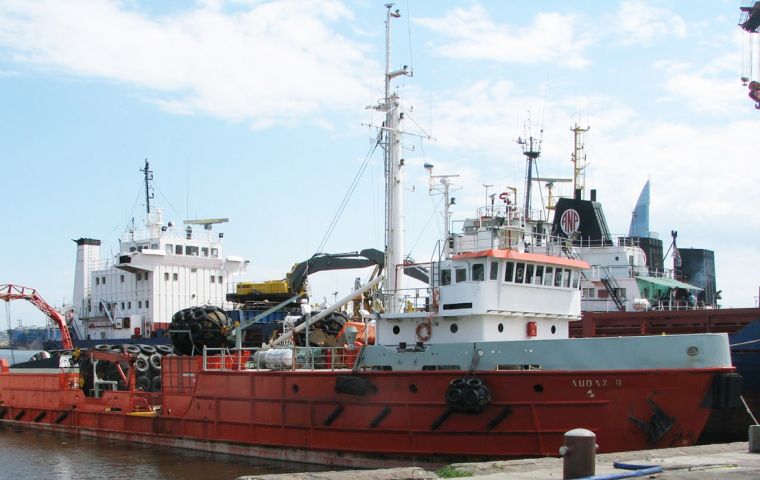 The former ‘Yehuin’ currently ‘Audax II’ operates in the port of Montevideo as an auxiliary support vessel    