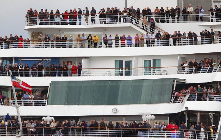 Thousands boarded the Balmoral cruise ship which left Southampton and will travel to the spot where the Titanic sank in April 1912 (Photo PA)