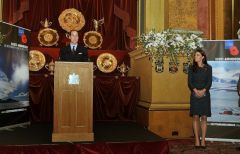 Prince William and the Duchess of Cambridge with members of the two teams